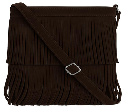 Robin - Genuine Italian Suede Leather Small Tassel Crossbody Bag Handmade in Florence