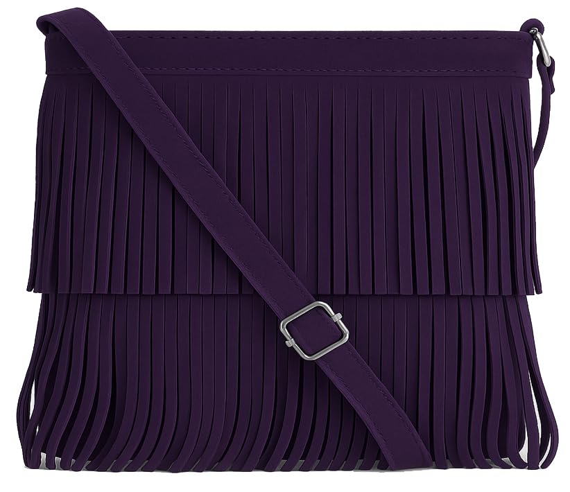 Robin - Genuine Italian Suede Leather Small Tassel Crossbody Bag Handmade in Florence