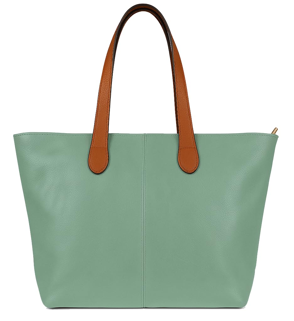 Brook - Medium Vegan Leather Shoulder Tote Bag with Zip Closure & Lightweight Design