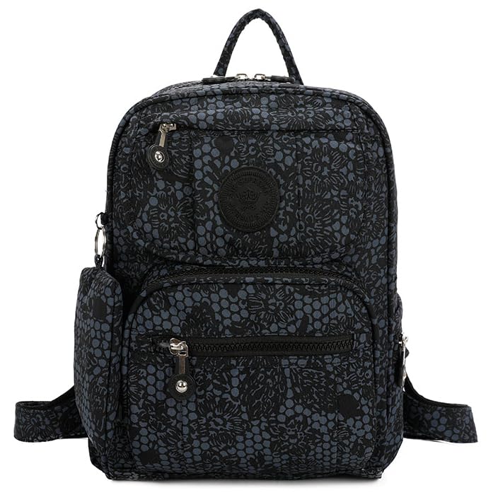 Lacey - Small Rainproof Fabric Printed Mini Backpack with Multi Zip Pockets