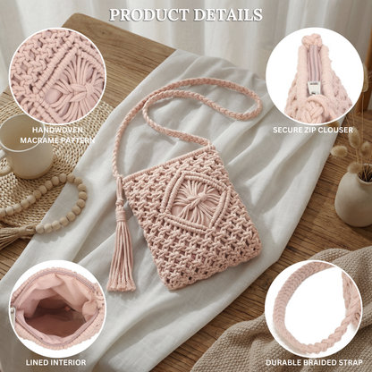 Gurana Crochet Crossbody Bag for Women – Small Summer Holiday Shoulder Bag with Tassel Detail and Long Strap – Capri
