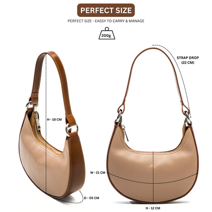 Lyra - Genuine Italian Leather Crescent Half-Moon Shoulder Bag Handmade in Florence Tuscany