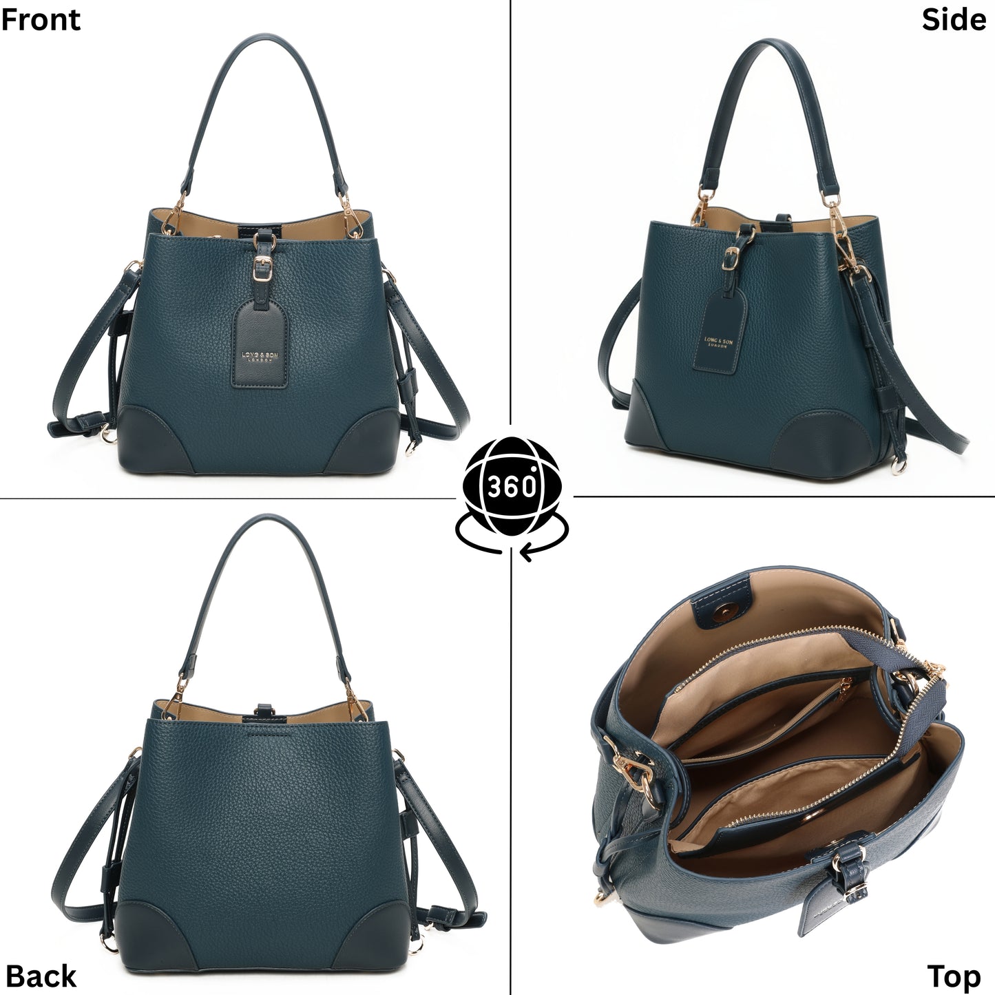 Faux Leather Top Handle Shoulder Bag - Leightweight Elegant Tote with Crossbody Strap & Multiple Compartments - Gabby