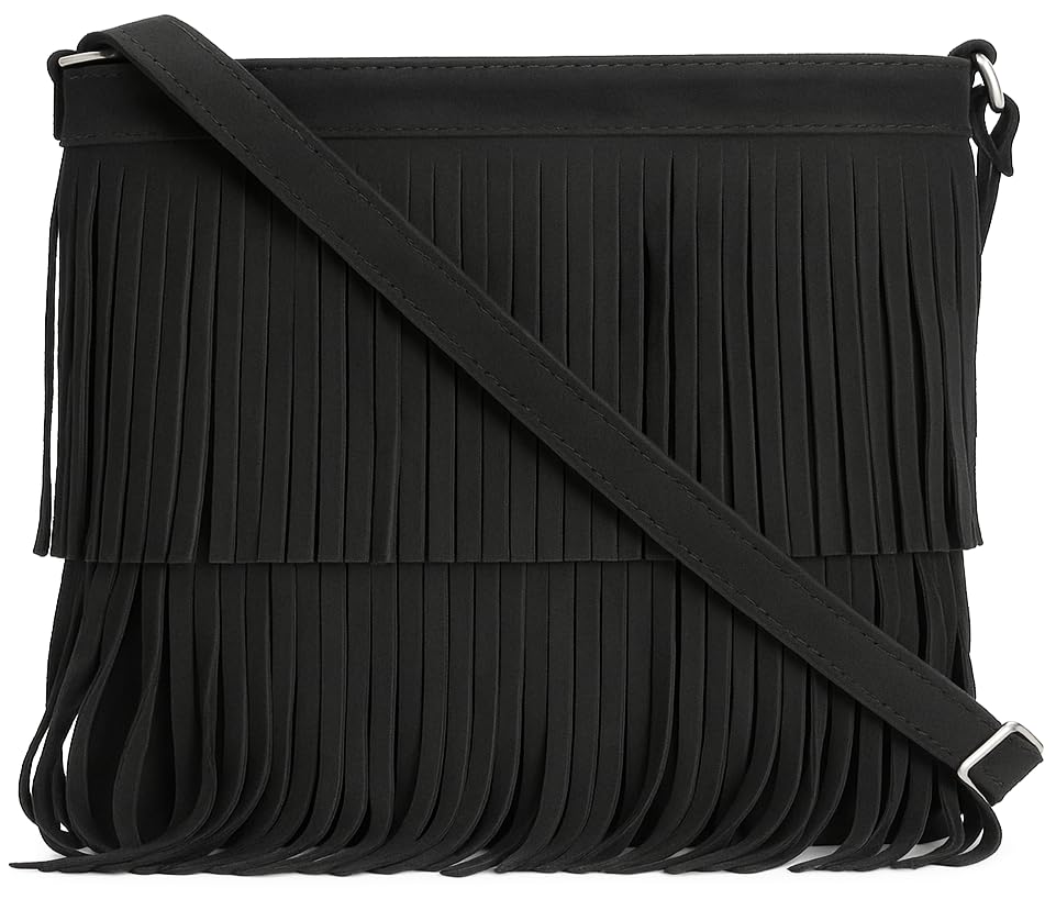 Ashley - Genuine Italian Suede Leather Fringe Shoulder Bag Handmade in Florence Tuscany