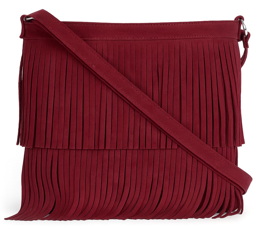 Ashley - Genuine Italian Suede Leather Fringe Shoulder Bag Handmade in Florence Tuscany