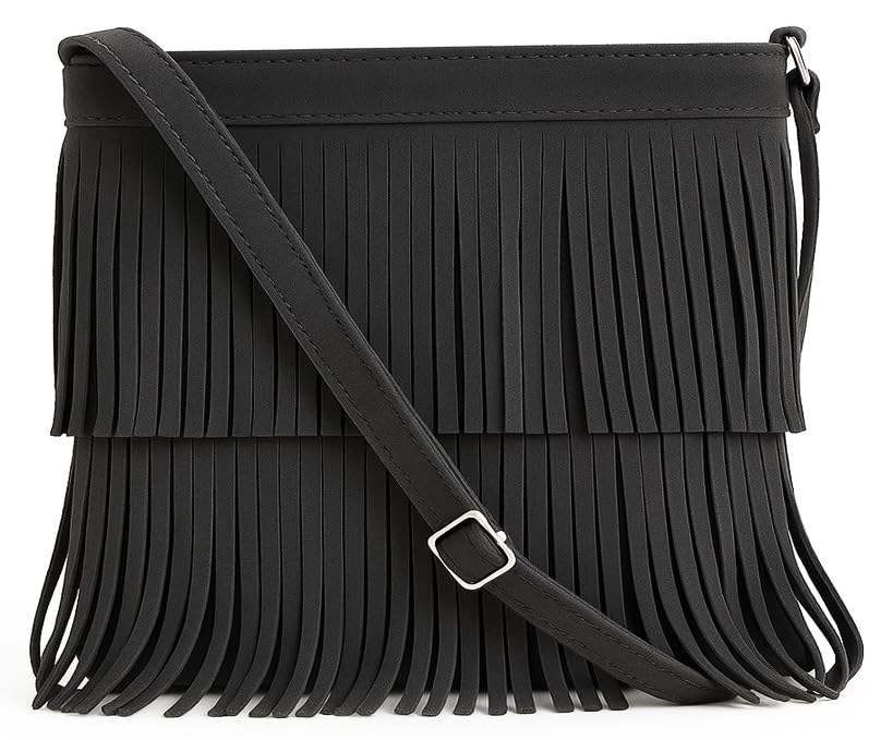 Robin - Genuine Italian Suede Leather Small Tassel Crossbody Bag Handmade in Florence