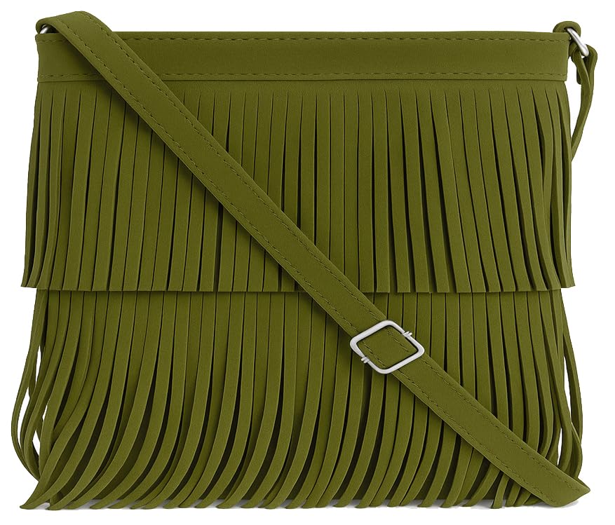 Robin - Genuine Italian Suede Leather Small Tassel Crossbody Bag Handmade in Florence