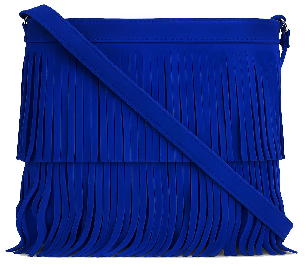 Ashley - Genuine Italian Suede Leather Fringe Shoulder Bag Handmade in Florence Tuscany
