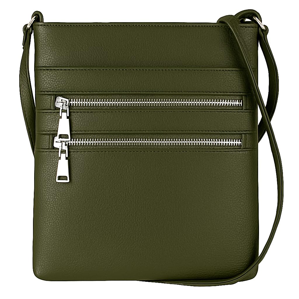 Tessa - Vegan Leather Small Crossbody Bag with Multiple Front Zip Pockets