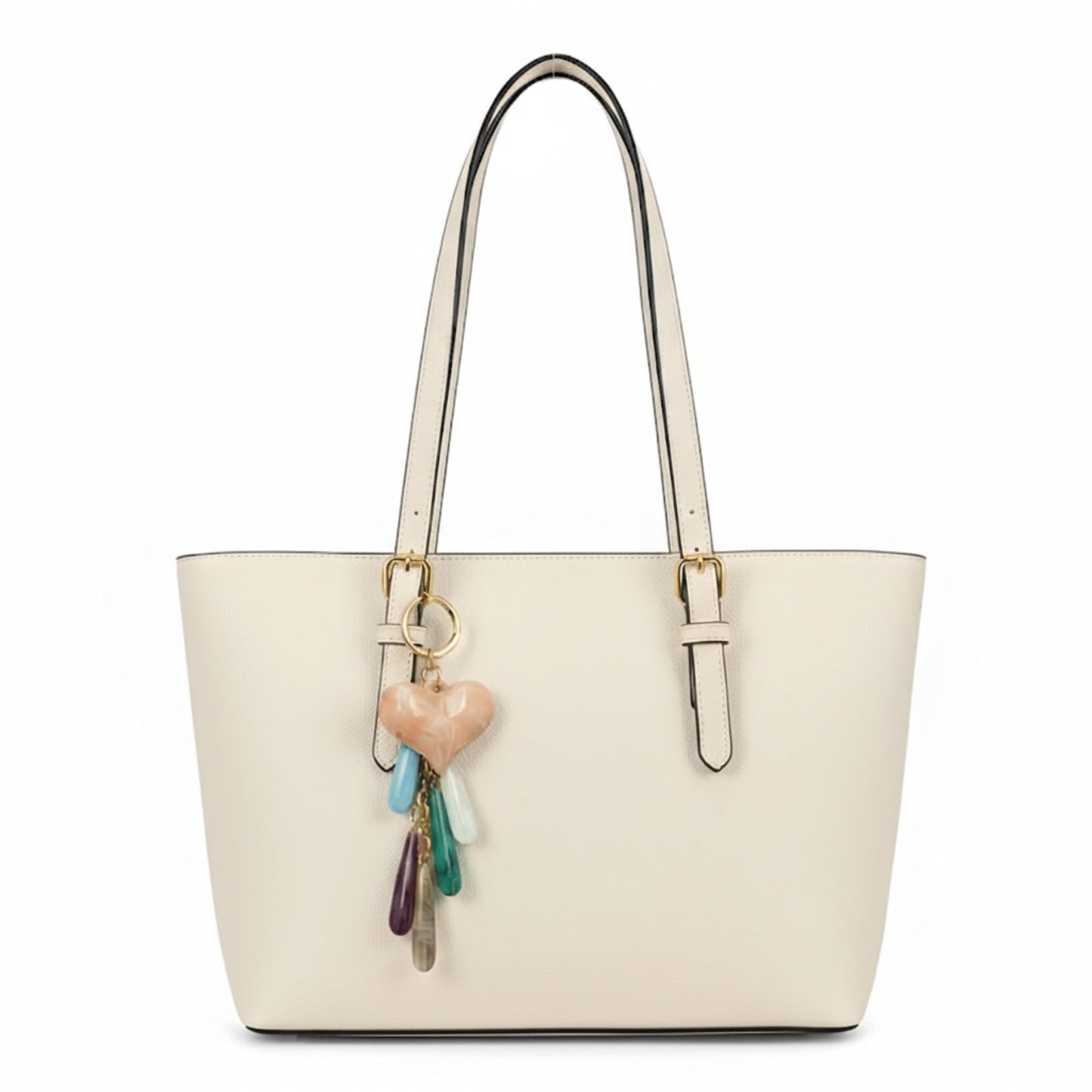 Silvia - Medium Vegan Leather Structured Tote Shoulder Bag with Compartments & Strap