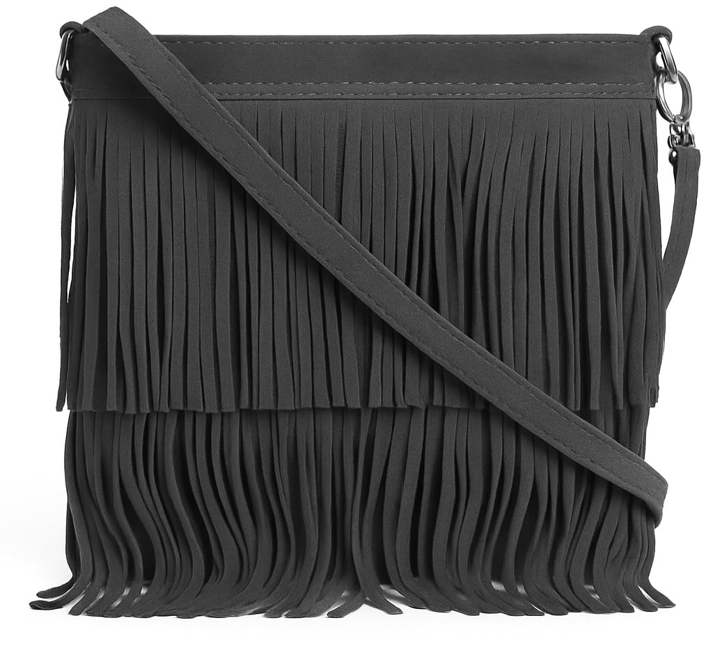 Ashley - Genuine Italian Suede Leather Fringe Shoulder Bag Handmade in Florence Tuscany
