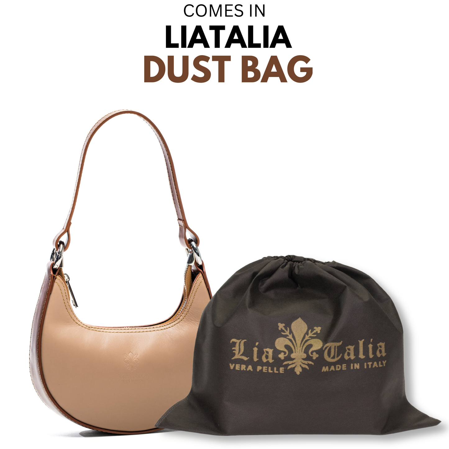 Lyra - Genuine Italian Leather Crescent Half-Moon Shoulder Bag Handmade in Florence Tuscany