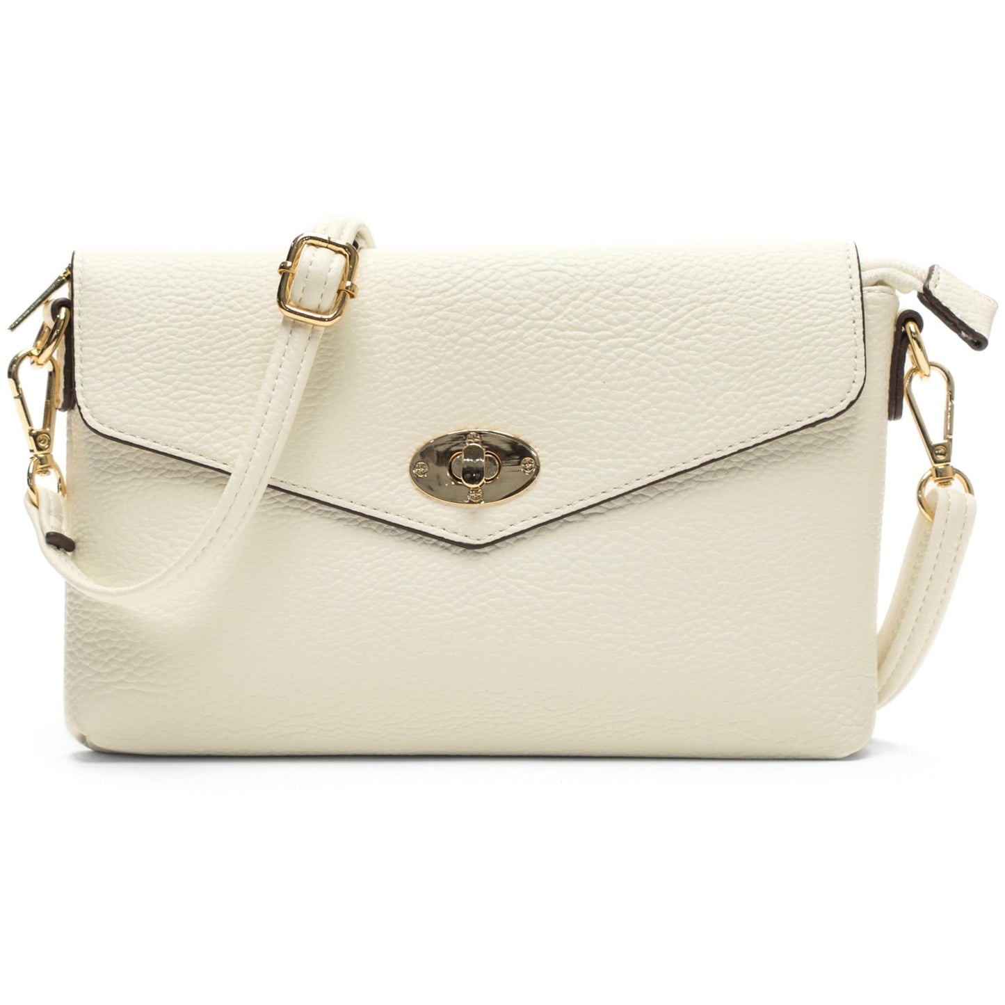 Mira - Small Vegan Leather Crossbody Clutch Bag with Twist Lock & Zip Closure