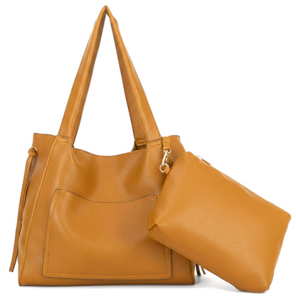 Tera - Large Vegan Leather Slouch Shoulder Tote Bag with Zip Closure & Pockets