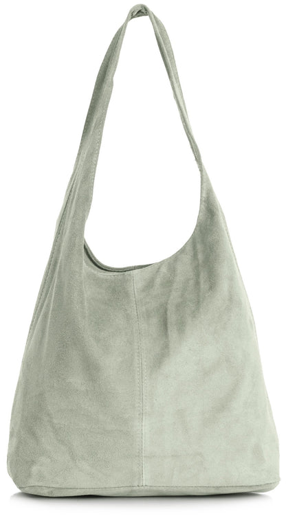 Shay - Genuine Italian Suede Leather Hobo Shoulder Tote with Zip Closure & Dust Bag