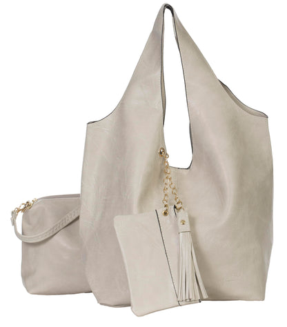 Kaira - Large Vegan Leather Hobo Shoulder Bag with Crossbody & Inside Bag