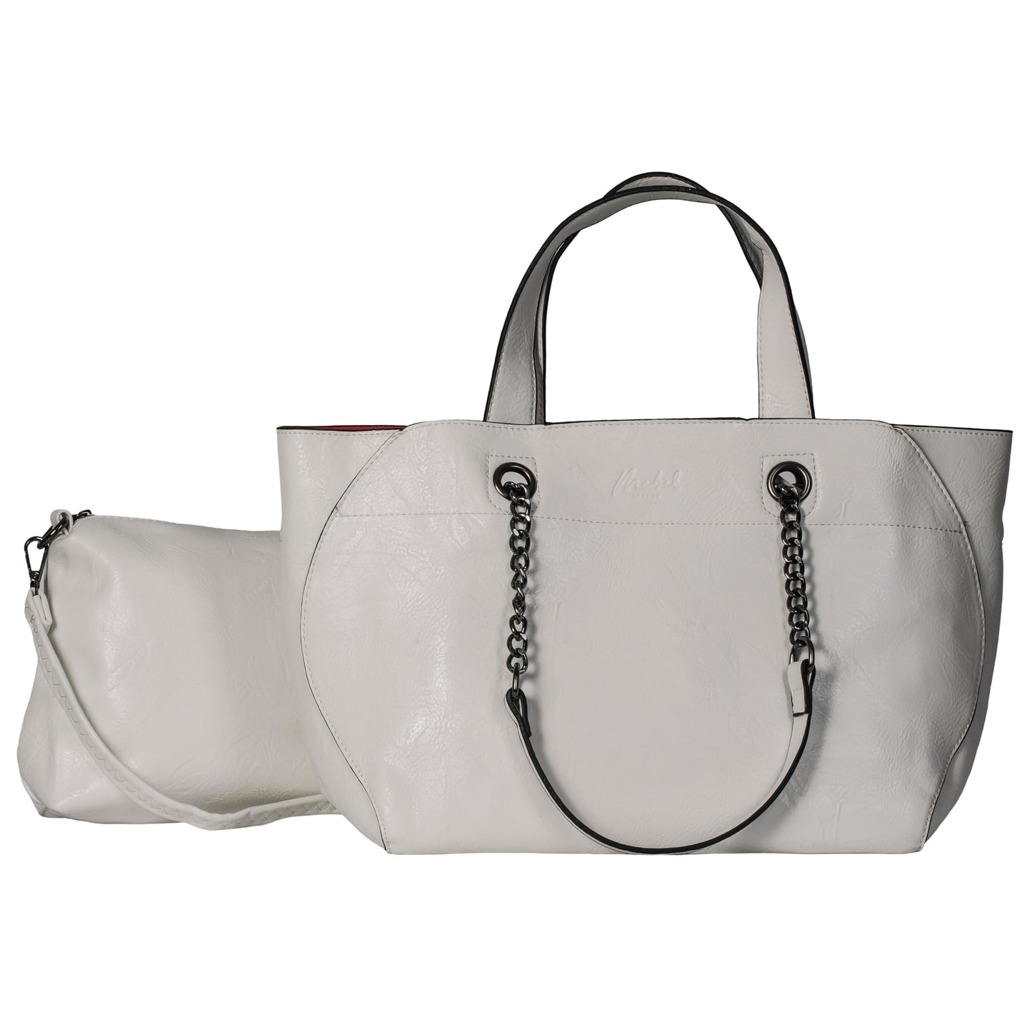 Lillian - Large Vegan Leather Dual-Look Tote Satchel Shoulder Bag with Zip Closure