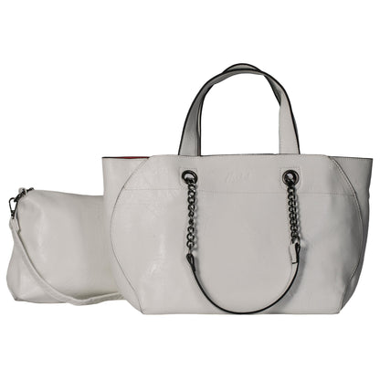 Lillian - Large Vegan Leather Dual-Look Tote Satchel Shoulder Bag with Zip Closure