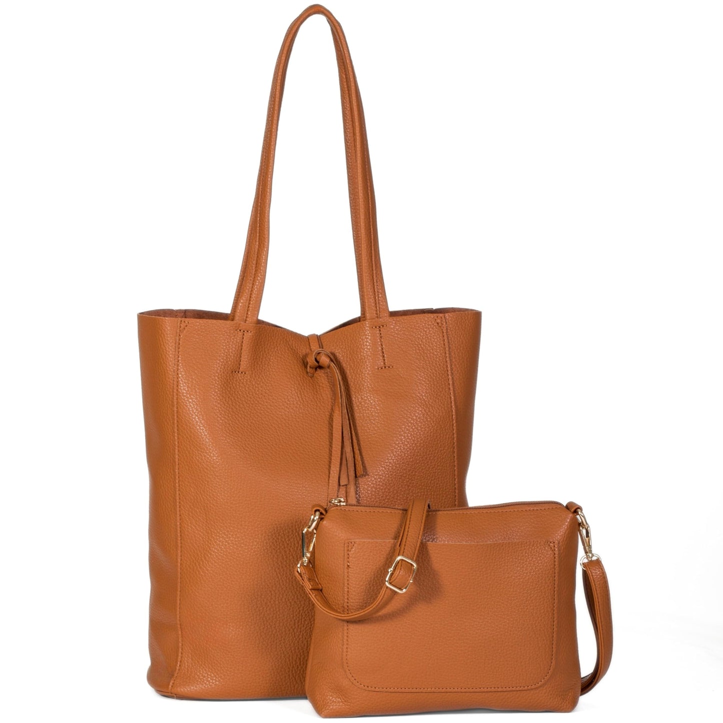 Alia - Large Vegan Leather Slouch Tote Bag with Second Crossbody for Everyday Versatility
