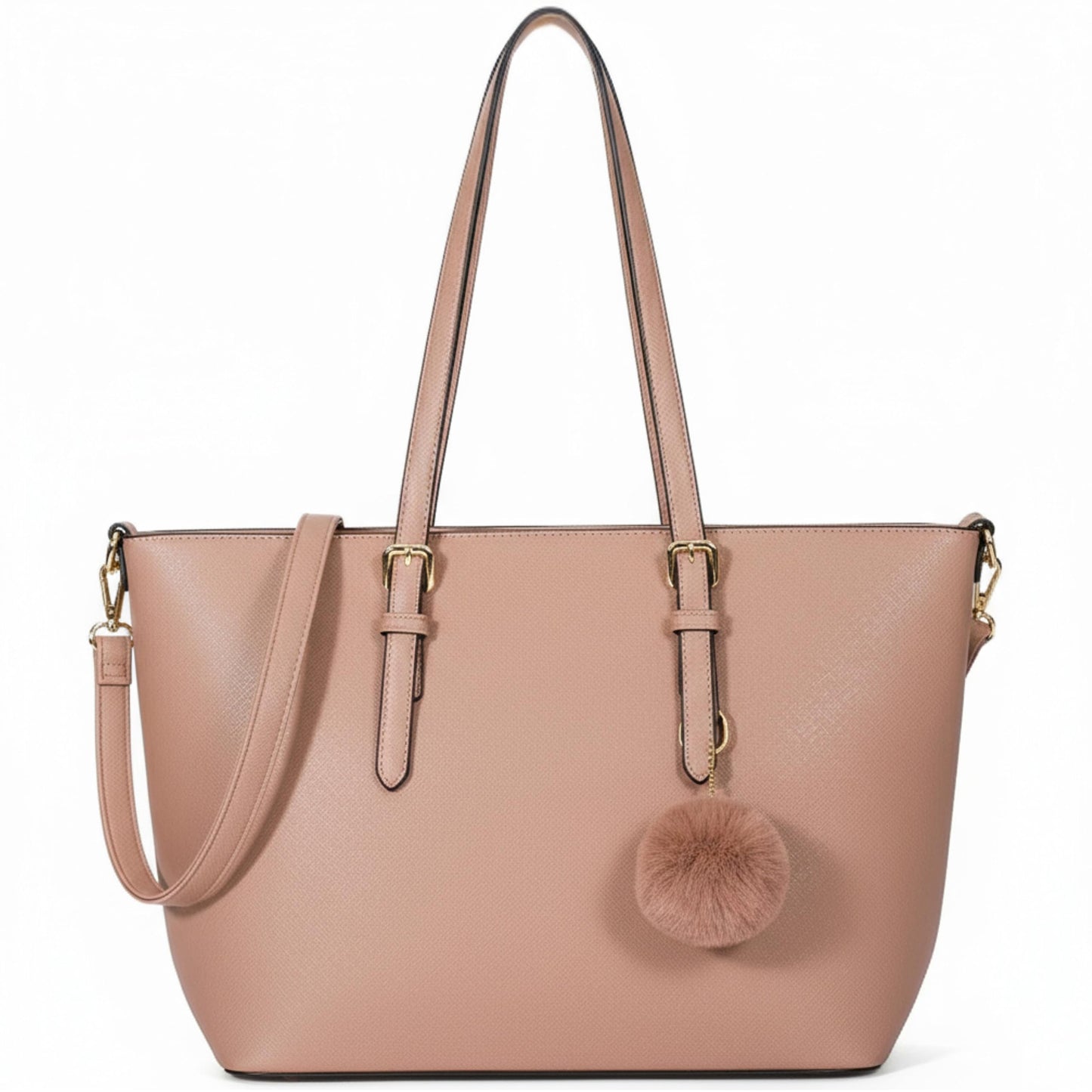 Elora - Sofiana Leather-Look Tote Bag for - Structured Handbag with Pom Pom Charm