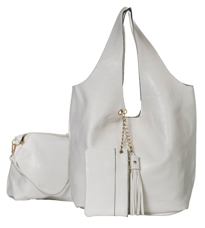 Kaira - Large Vegan Leather Hobo Shoulder Bag with Crossbody & Inside Bag