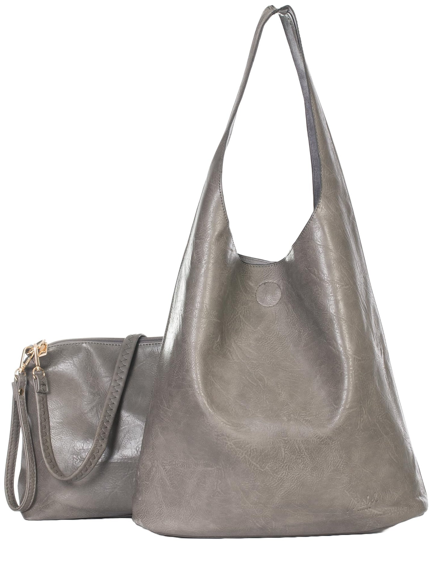 Kitty - Large Vegan Leather Slouch Shoulder Bag with Second Crossbody Bag