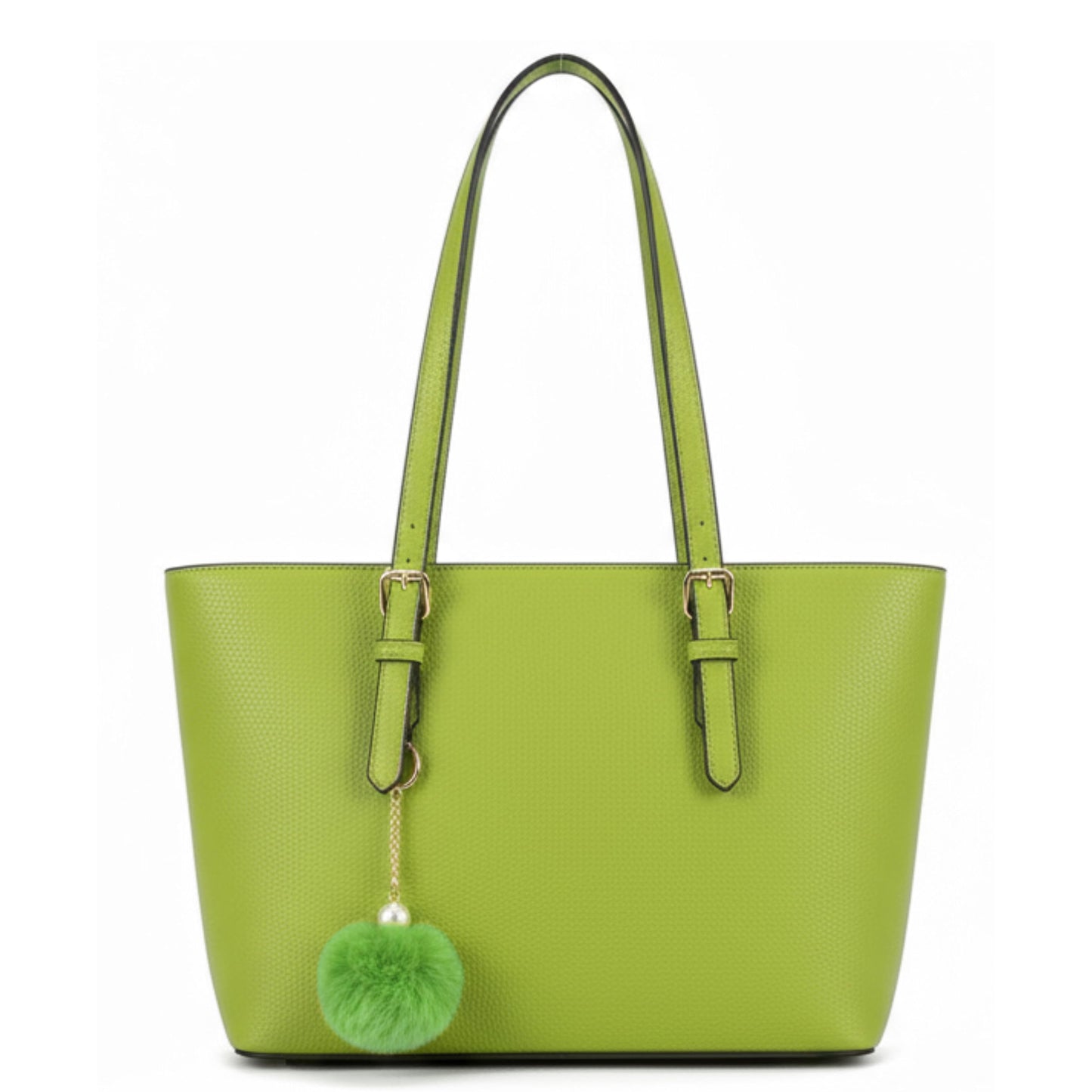 Silvia - Medium Vegan Leather Structured Tote Shoulder Bag with Compartments & Strap