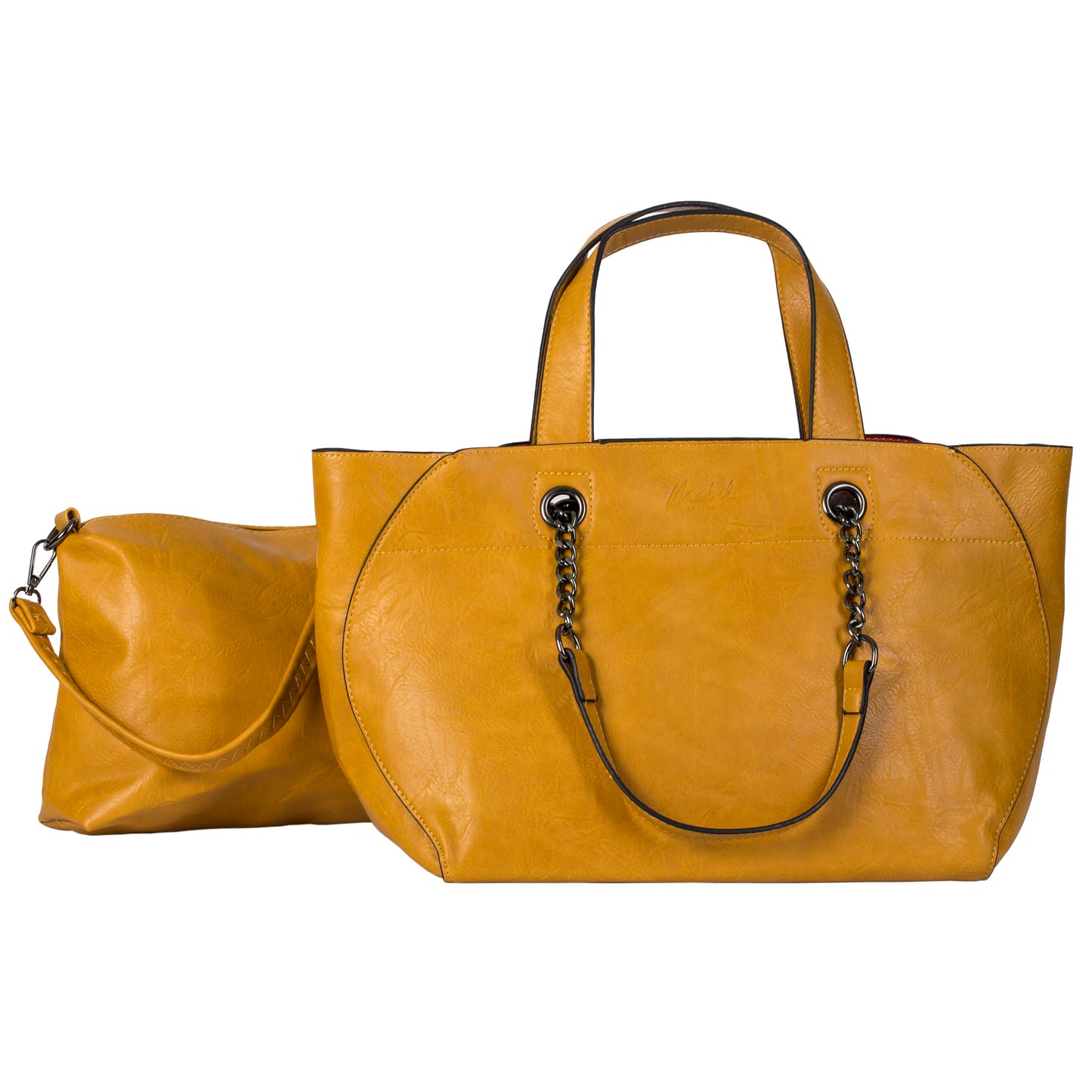 Lillian - Large Vegan Leather Dual-Look Tote Satchel Shoulder Bag with Zip Closure