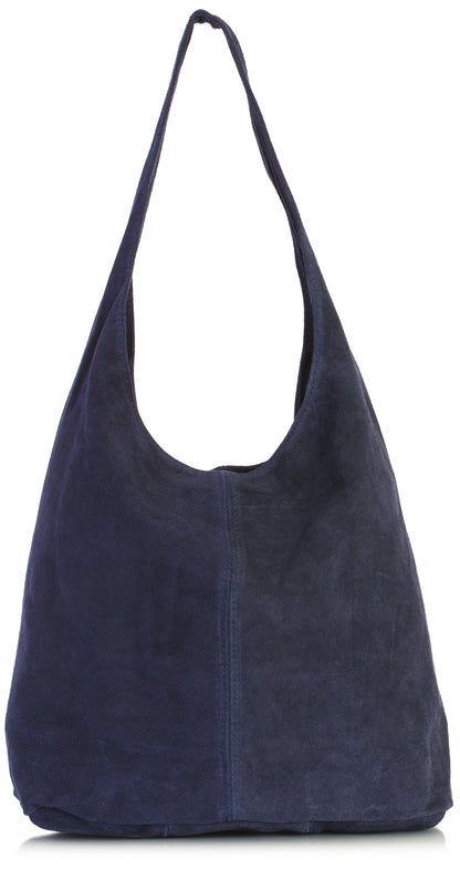 Shay - Genuine Italian Suede Leather Hobo Shoulder Tote with Zip Closure & Dust Bag