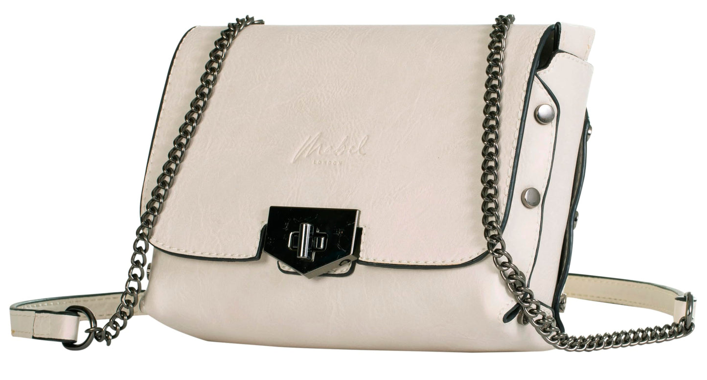 Peri - Vegan Leather Chain Strap Shoulder & Crossbody Bag with Studded Detail