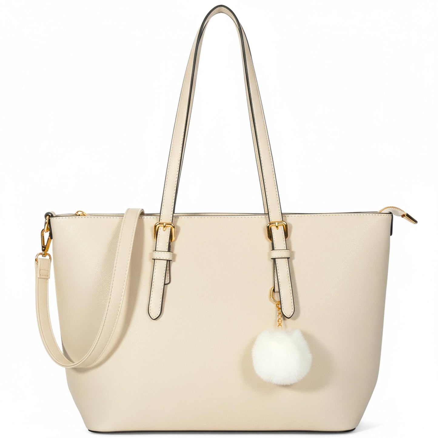 Elora - Sofiana Leather-Look Tote Bag for - Structured Handbag with Pom Pom Charm