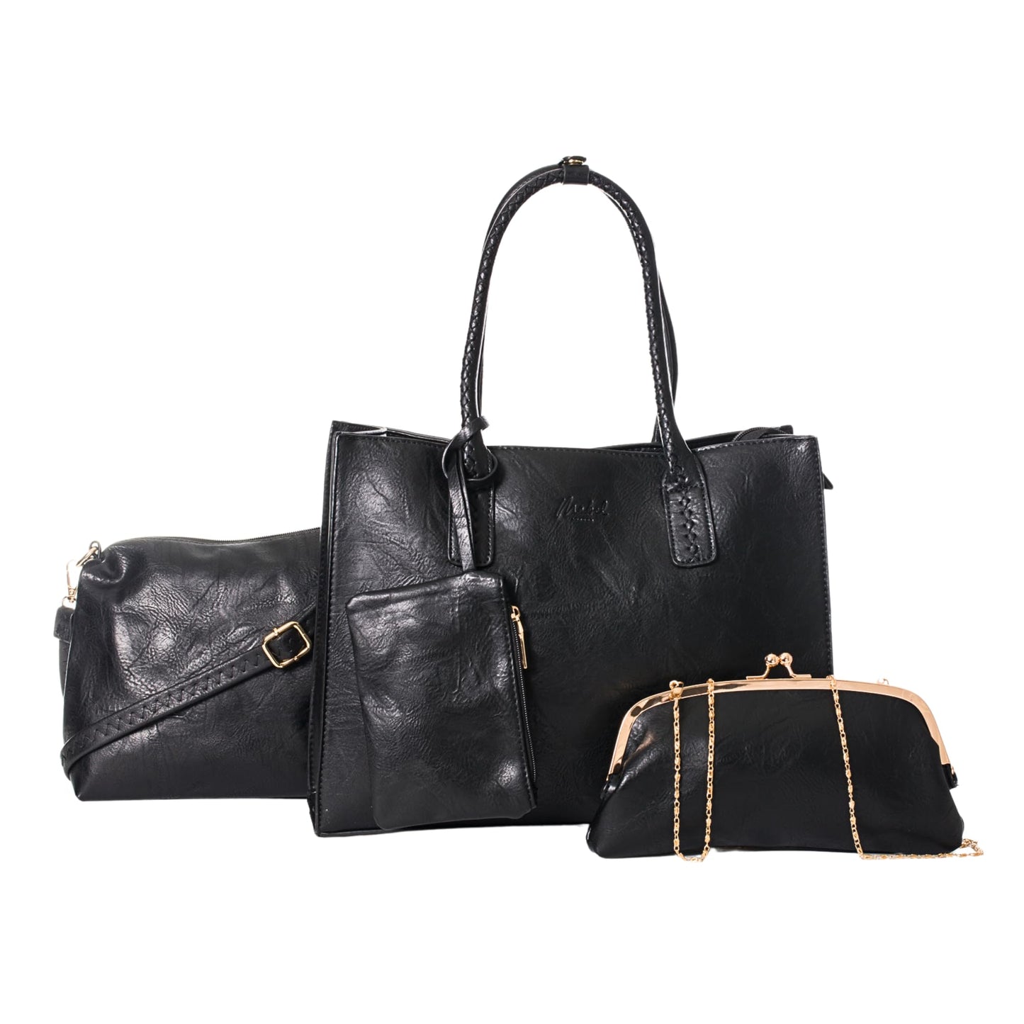 Ava - 3-in-1 Vegan Leather Tote Satchel Set with Crossbody & Pouch