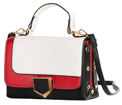 Zoey - Multi-Coloured Structured Satchel Crossbody Bag with Top Handle & Strap