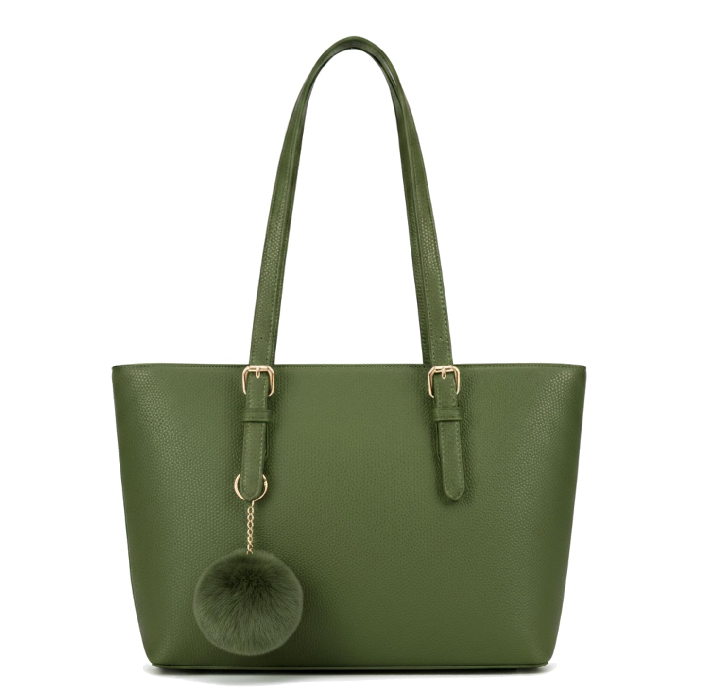 Silvia - Medium Vegan Leather Structured Tote Shoulder Bag with Compartments & Strap