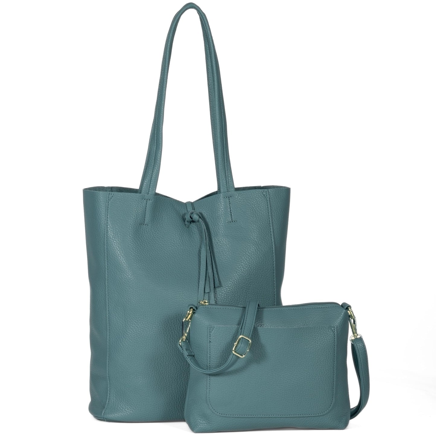 Alia - Large Vegan Leather Slouch Tote Bag with Second Crossbody for Everyday Versatility