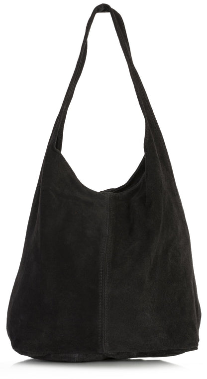 Shay - Genuine Italian Suede Leather Hobo Shoulder Tote with Zip Closure & Dust Bag