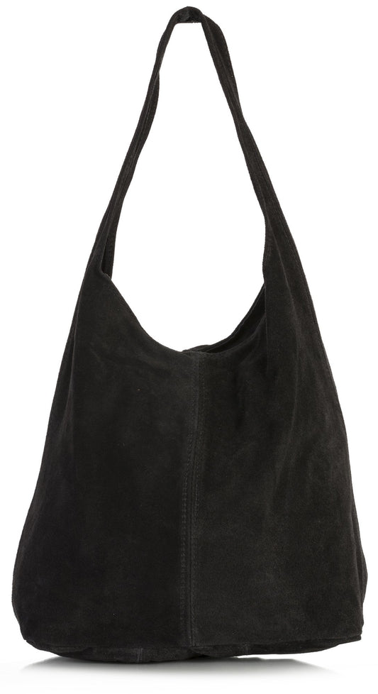 Shay - Genuine Italian Suede Leather Hobo Shoulder Tote with Zip Closure & Dust Bag