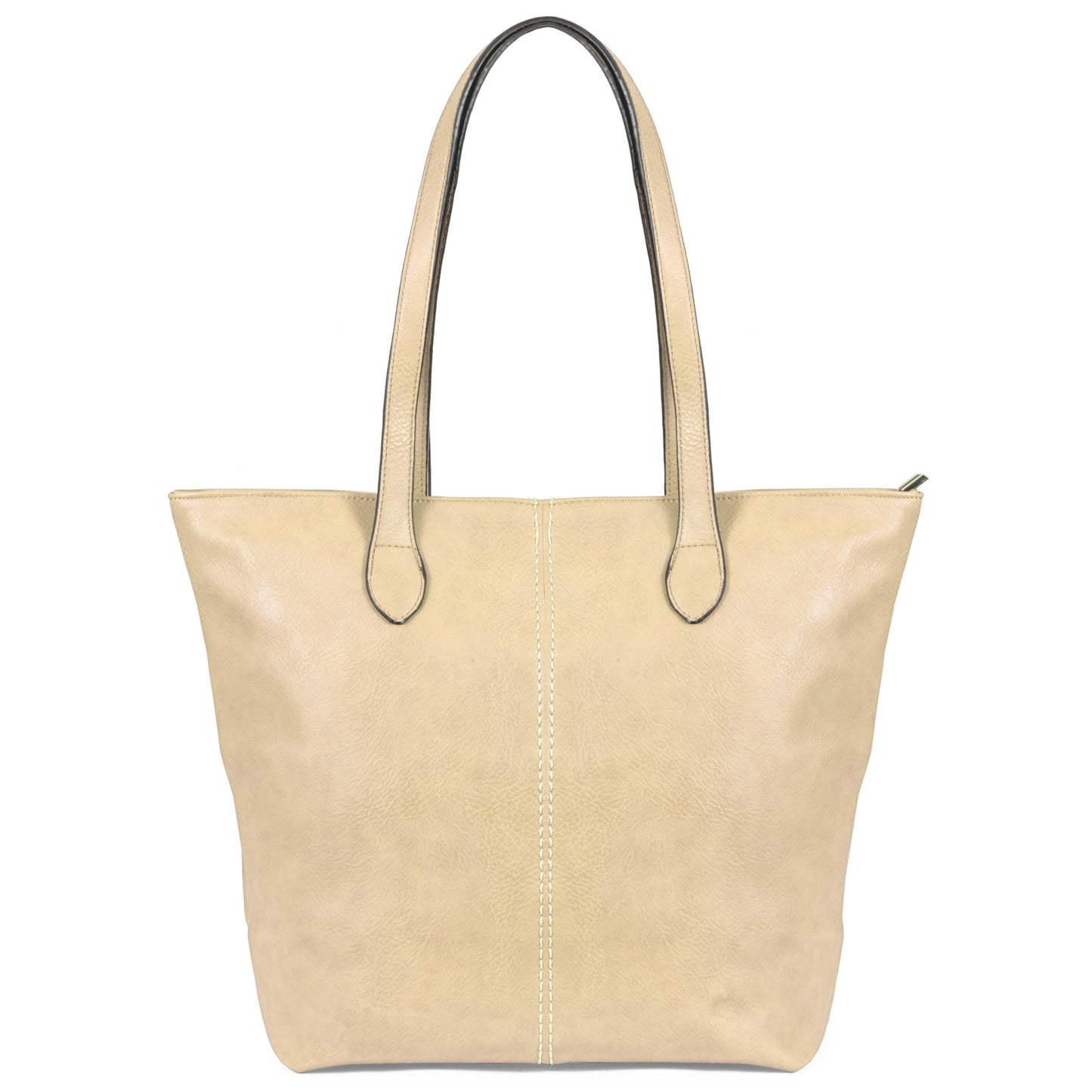 Angela - Large Vegan Leather Shoulder Tote Bag with Zip Closure & Lightweight Design