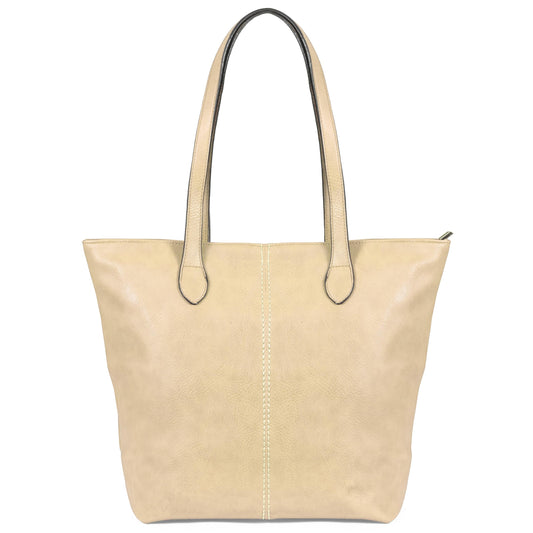 Angela - Large Vegan Leather Shoulder Tote Bag with Zip Closure & Lightweight Design