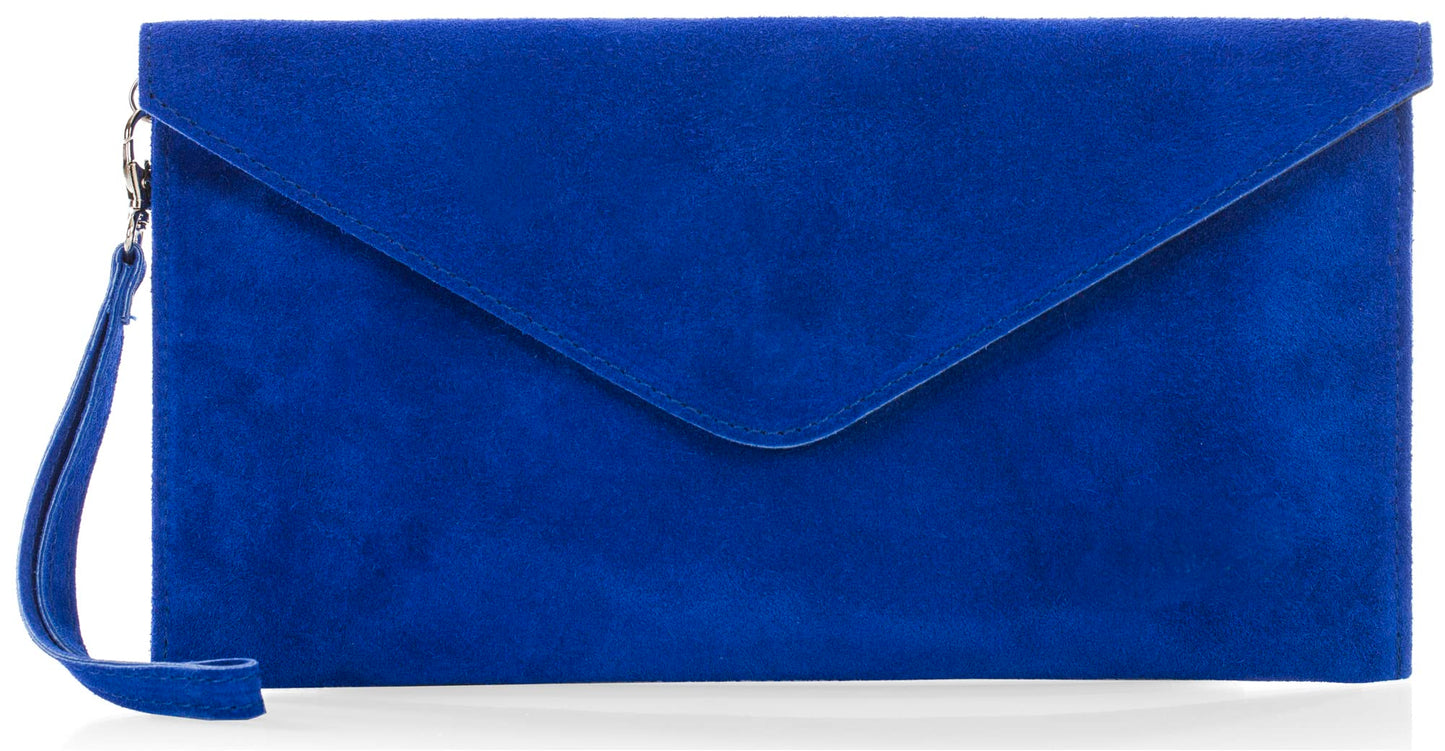 Leah - Genuine Italian Suede Leather Clutch, Crossbody & Wristlet Bag Handmade in Florence