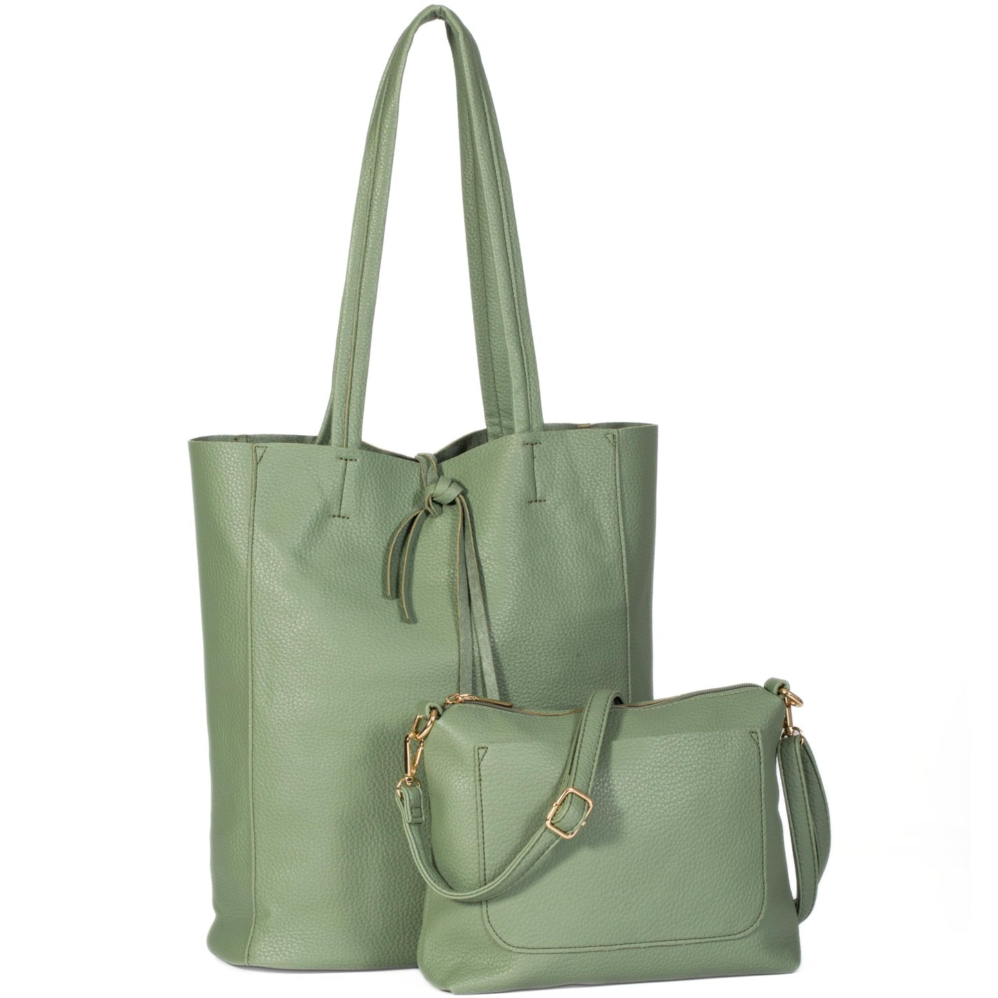 Alia - Large Vegan Leather Slouch Tote Bag with Second Crossbody for Everyday Versatility