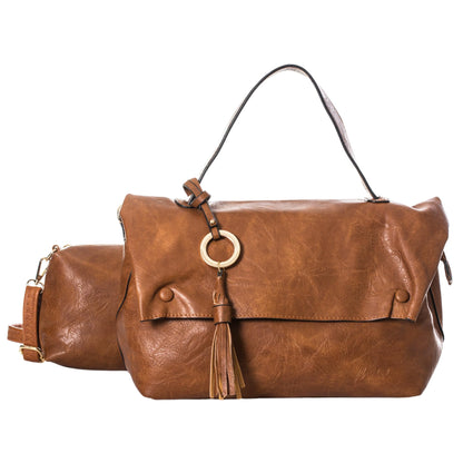 Sage - Large Vegan Leather Shoulder Tote with Second Matching Crossbody Bag