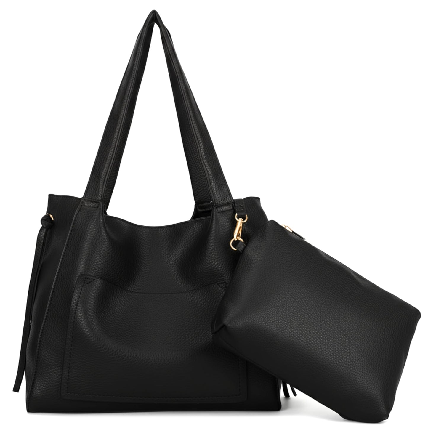 Tera - Large Vegan Leather Slouch Shoulder Tote Bag with Zip Closure & Pockets