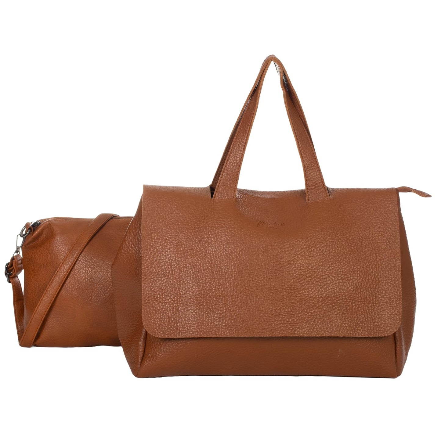 Joey - Vegan Leather Crossbody Messenger Bag with Flap Front & Zip Compartments