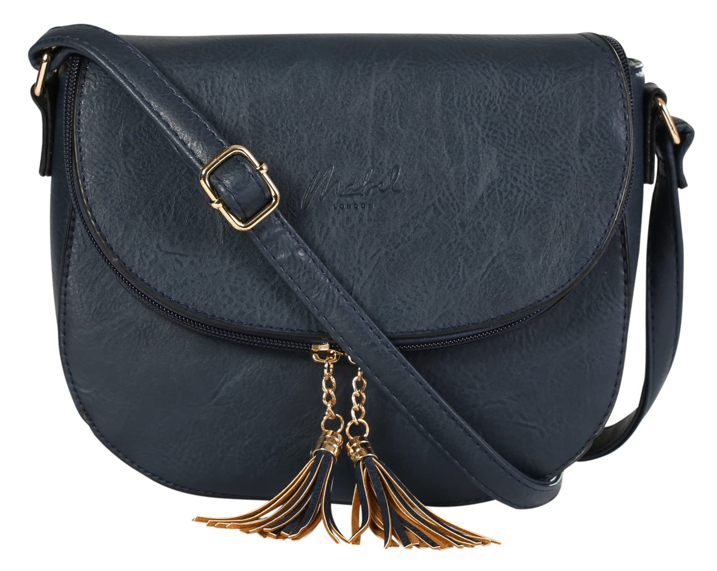 Liv - Vegan Leather Small Crossbody Messenger Bag with Flap, Zip & Tassel Detail