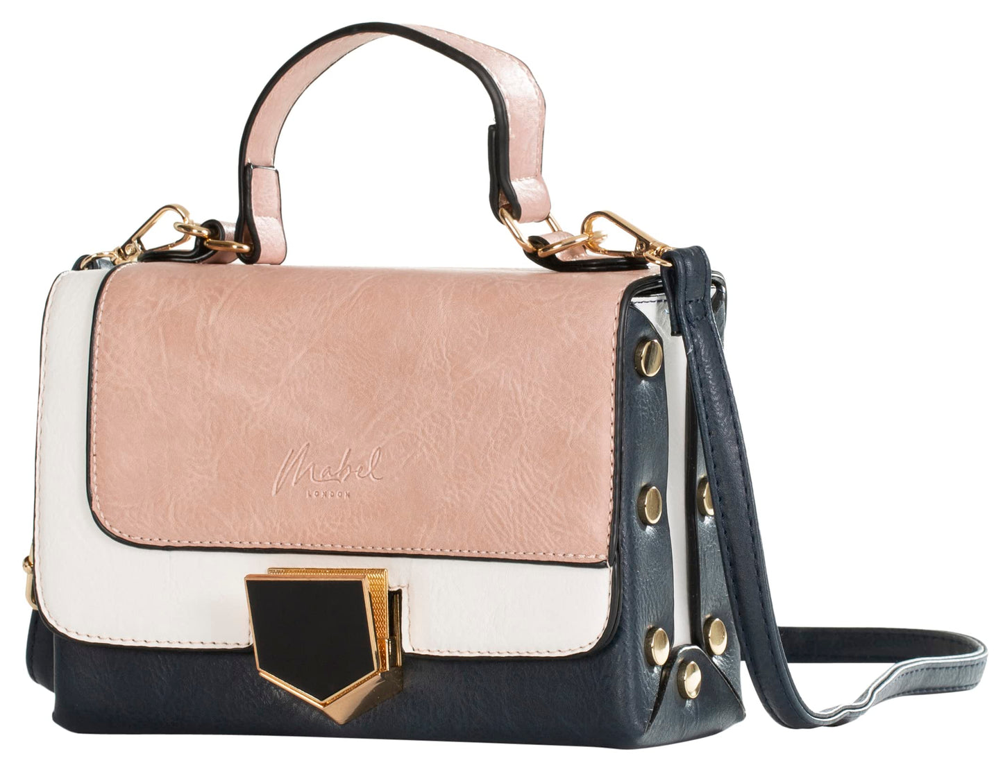 Zoey - Multi-Coloured Structured Satchel Crossbody Bag with Top Handle & Strap
