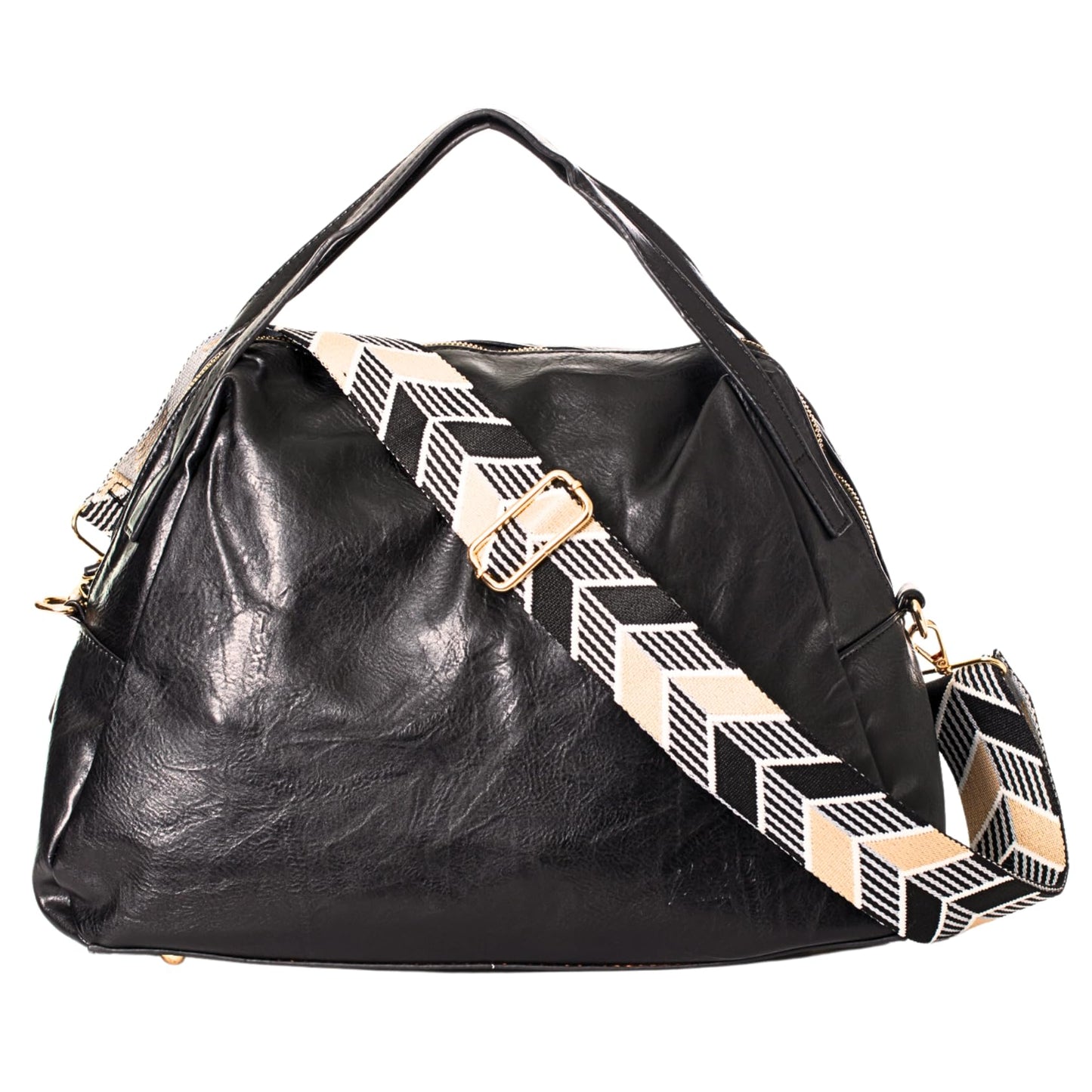 Grace - Large Faux Leather Tote Shopper Handbag with Zip Closure & Pockets