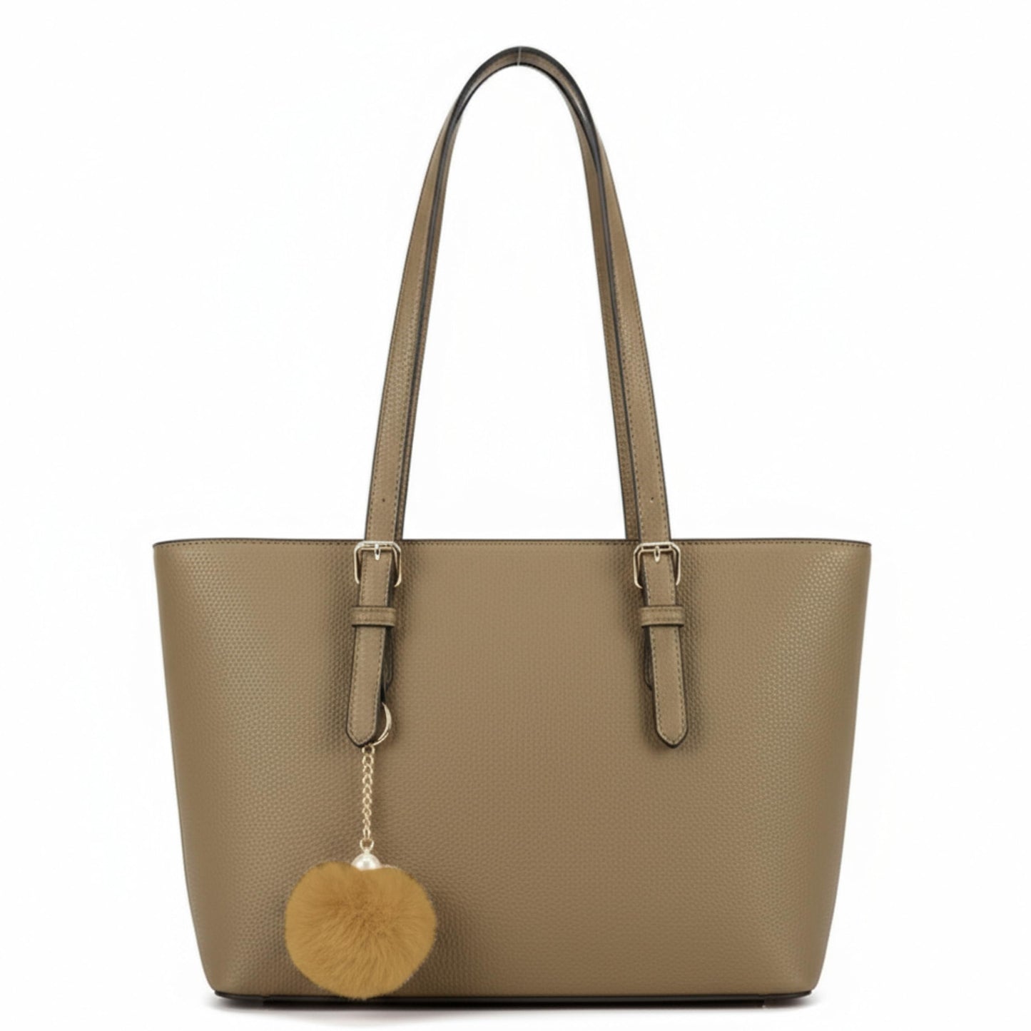 Silvia - Medium Vegan Leather Structured Tote Shoulder Bag with Compartments & Strap