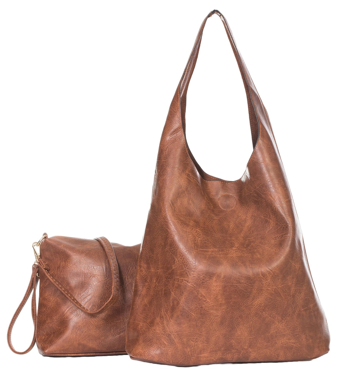 Kitty - Large Vegan Leather Slouch Shoulder Bag with Second Crossbody Bag