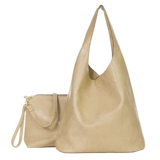 Kitty - Large Vegan Leather Slouch Shoulder Bag with Second Crossbody Bag